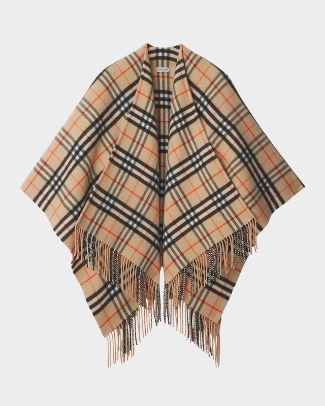 Charlotte Check-Print Wool-Blend Cape